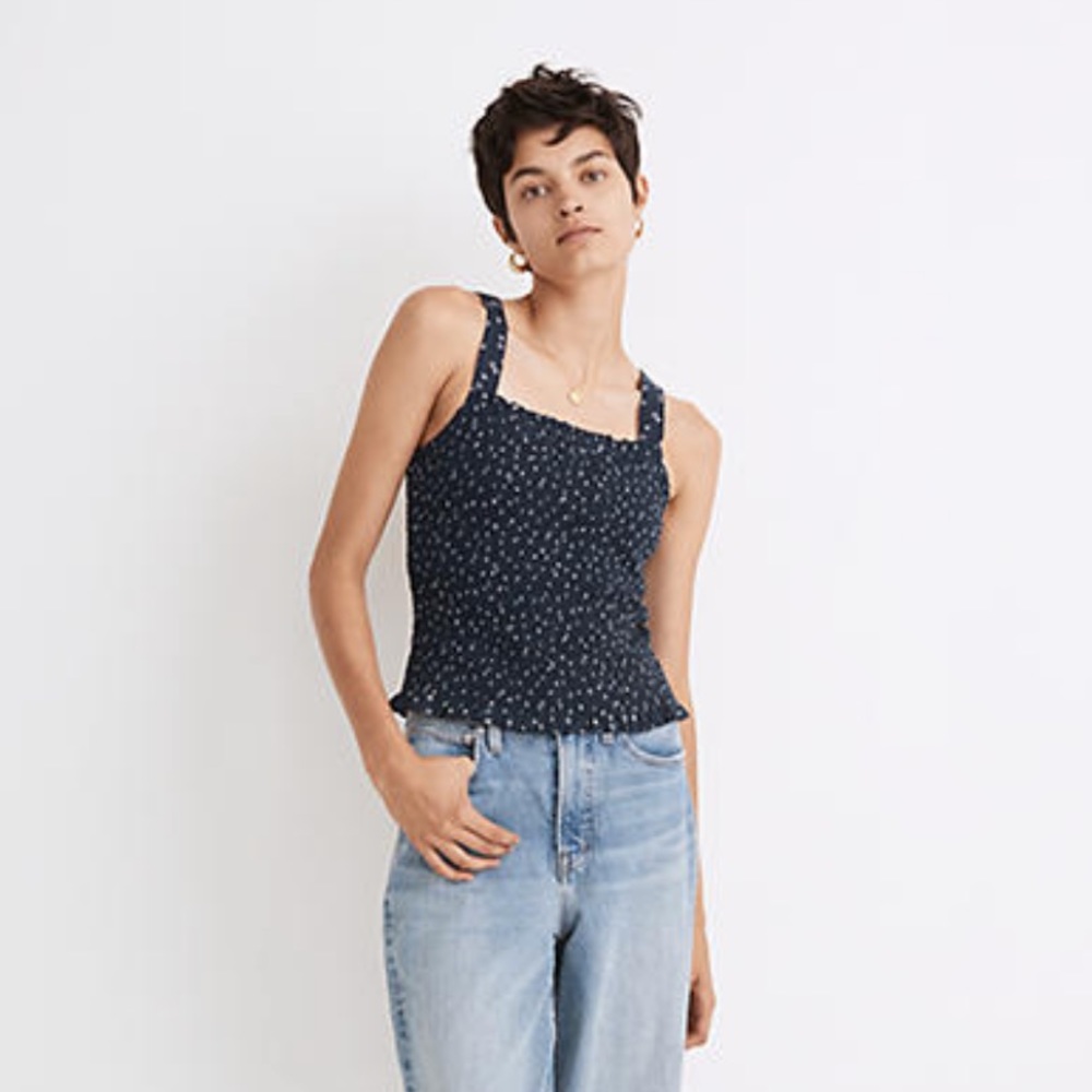 Madewell Lucie Smocked Tank Top in Bandana Flower